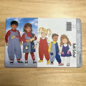 Vintage 1996 Butterick Sewing Pattern 4691 Toddler Jumper Jumpsuit Dress Uncut